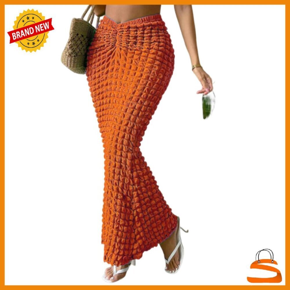 High Waisted Pleated Wrap Maxi Skirt with Tummy Control